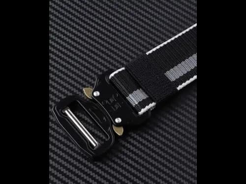 Men Striped Wide Belt with Military Buckle Closure (4)