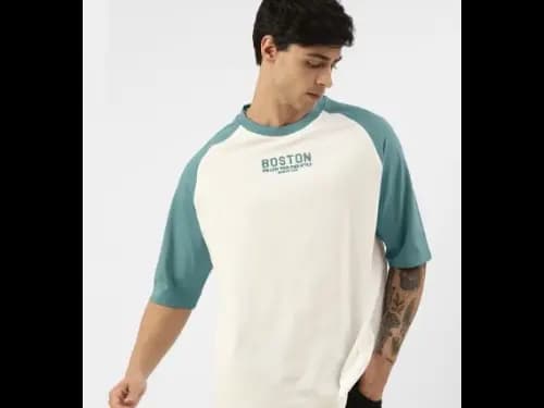 Colourblocked Raglan Sleeves Pure Cotton T-Shirt (2)