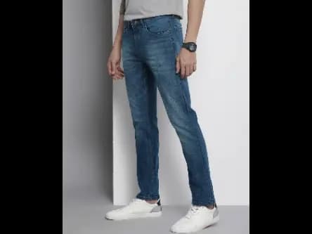 Heavily Washed Straight Fit Jeans (2)