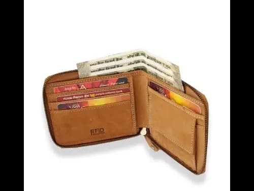 Genuine Leather Bi-Fold Wallet with Zip Closure 3 3 Ratings (2)