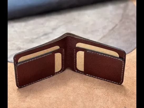 Pure Cow Leather Red Brown Bi-Fold Wallet (2)