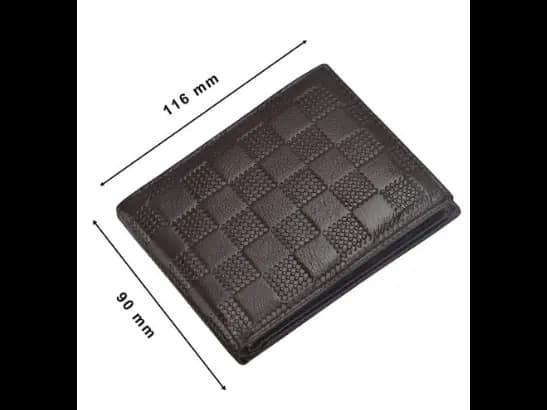 Checked Genuine Leather Bi-Fold Wallet (5)