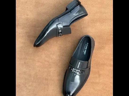 Men’s High-Gloss Gray (Black Shaded) Cow Leather Slip-on Shoe (6)