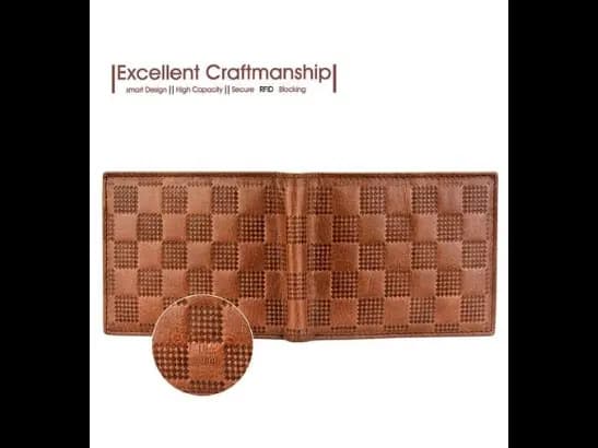 Checked Genuine Leather Bi-Fold Wallet (3)