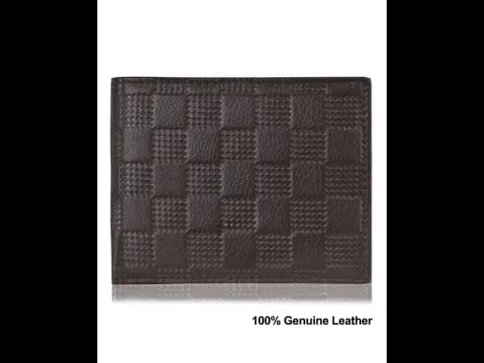 Checked Genuine Leather Bi-Fold Wallet (2)