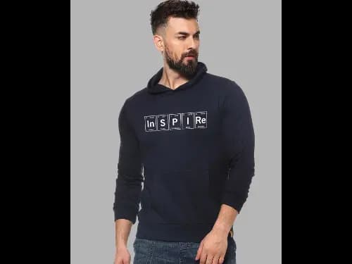 Typographic Print Hoodie with Kangaroo Pocket
