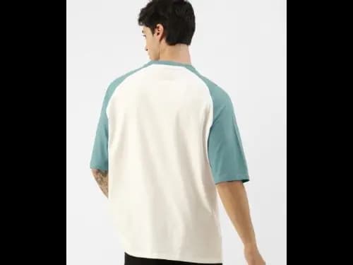 Colourblocked Raglan Sleeves Pure Cotton T-Shirt (3)
