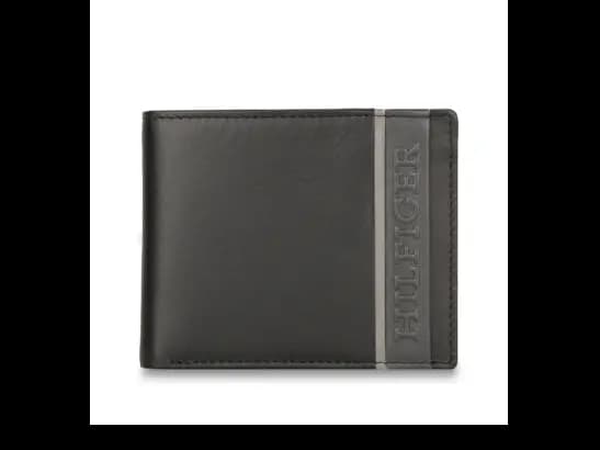 Brand Debossed Leather Bi-Fold Wallet