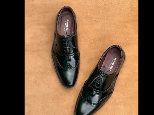 Men’s Gloss Black Cow Leather Oxford Brogue Shoe