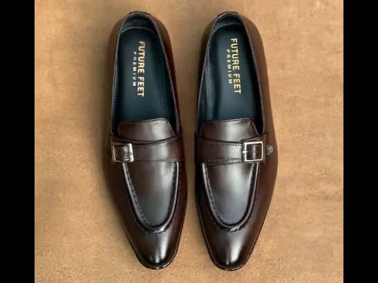 Men’s Coffee Brown Cow Leather Strap Loafer