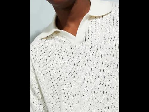 Pointelle-Knit Oversized Polo T-Shirt (3)