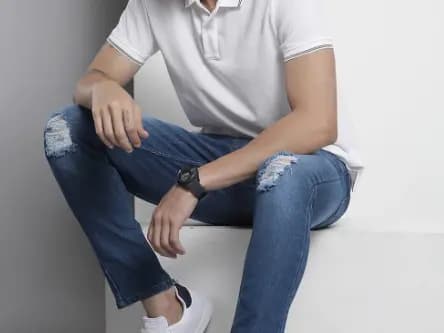 Heavily Washed Distressed Carrot Fit Jeans (2)