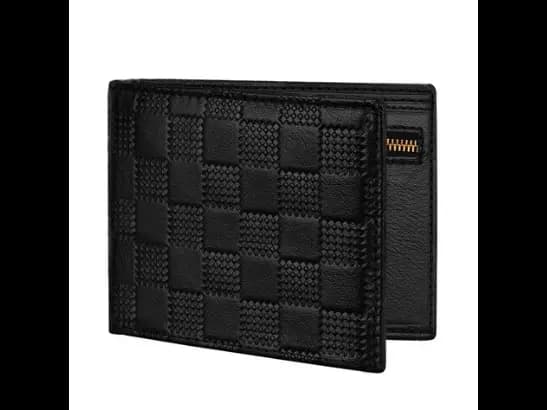 Checked Genuine Leather Bi-Fold Wallet