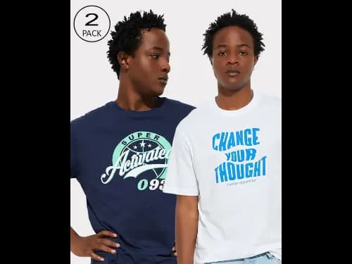 Men Regular Fit T-shirt 2 Pack Combo