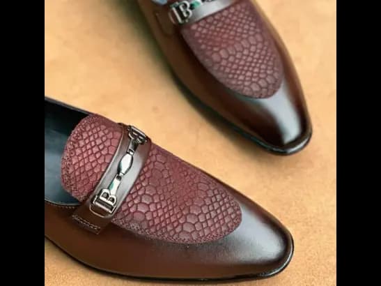 Men’s Dark Ruby Cow Leather Croc Loafer (5)