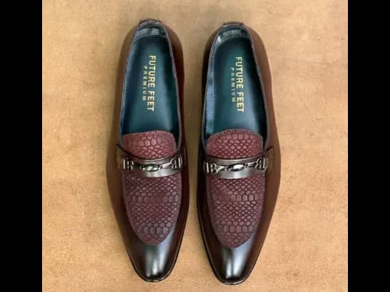 Men’s Dark Ruby Cow Leather Croc Loafer