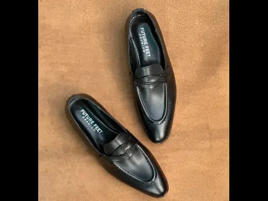 Men’s Jet Black Cow Leather Penny Strap Loafer (2)