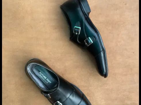 Men’s Jet Black Cow Leather Double Monk Strap Shoe (4)