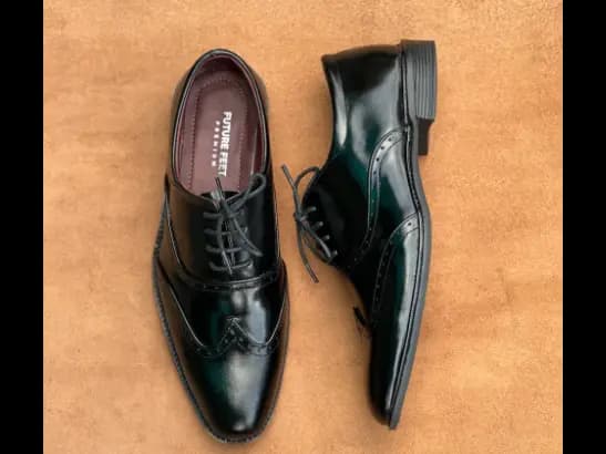 Men’s Gloss Black Cow Leather Oxford Brogue Shoe (2)