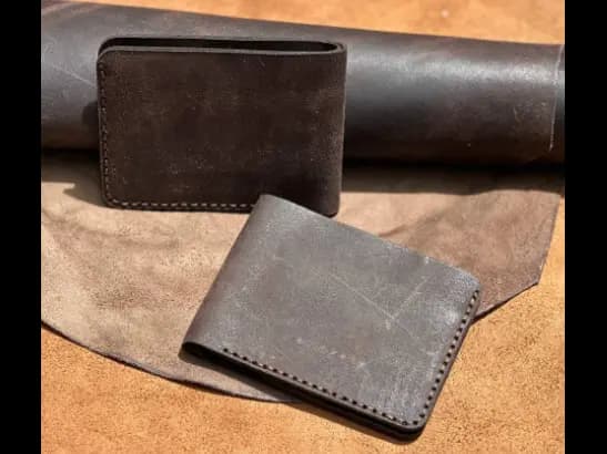 Pure Cow Oil Pull-up Leather Coffee Brown Bi-Fold Wallet (4)