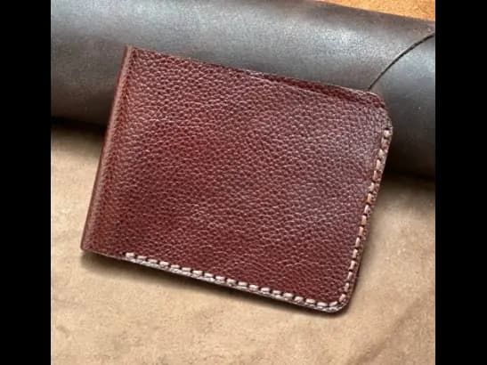 Pure Cow Leather Red Brown Bi-Fold Wallet