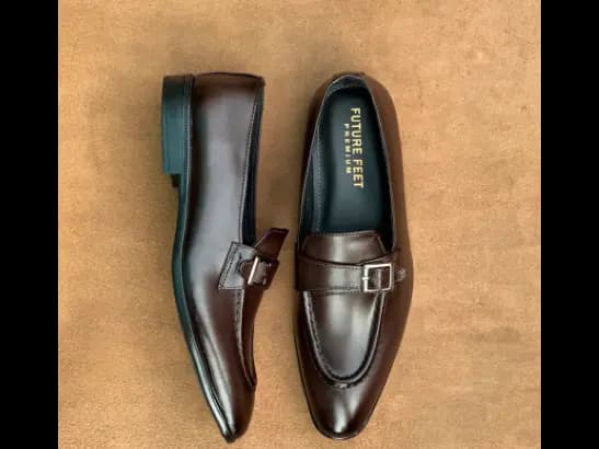 Men’s Coffee Brown Cow Leather Strap Loafer (2)