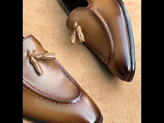 Men’s Two-Tone Tan Cow Leather Tassel Loafer (3)
