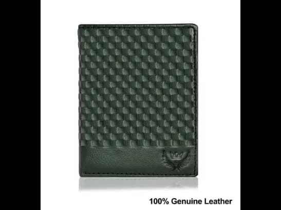 Checked Genuine Leather Bi-Fold Wallet (3)