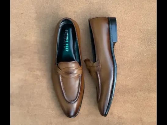 Men’s Two-tone Tan Cow Leather Penny Strap Loafer (2)