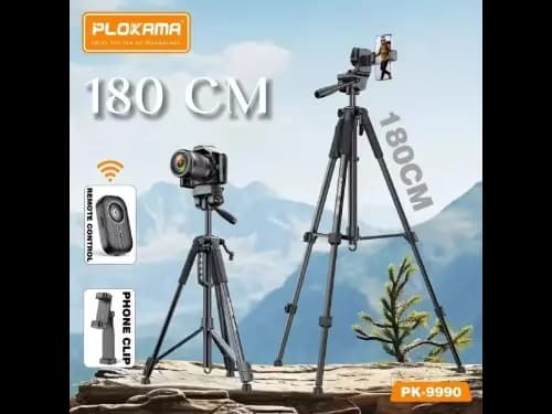 PLOKAMA PK 9990 Tripod 180 CM: Professional Camera and Camcorder Stand, Compatible with Mobile Phones for Photography and Video Recording (2)