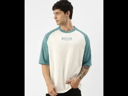 Colourblocked Raglan Sleeves Pure Cotton T-Shirt