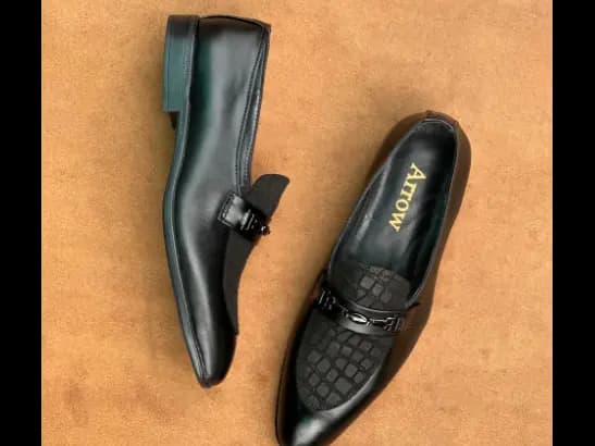 Men’s Jet Black Cow Leather Croc Loafer (4)
