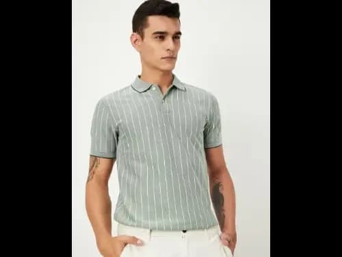Men Regular Fit Striped Polo T-Shirt