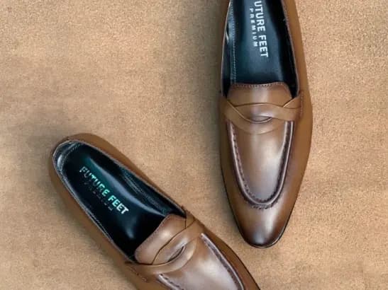 Men’s Two-tone Tan Cow Leather Penny Strap Loafer (4)