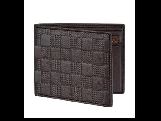 Checked Genuine Leather Bi-Fold Wallet