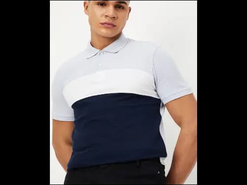 Men Colourblock Regular Fit Polo T-Shirt