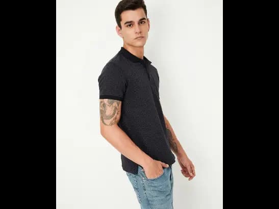 Men Chevron Patterned Regular Fit Polo T-Shirt