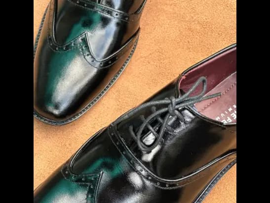 Men’s Gloss Black Cow Leather Oxford Brogue Shoe (4)