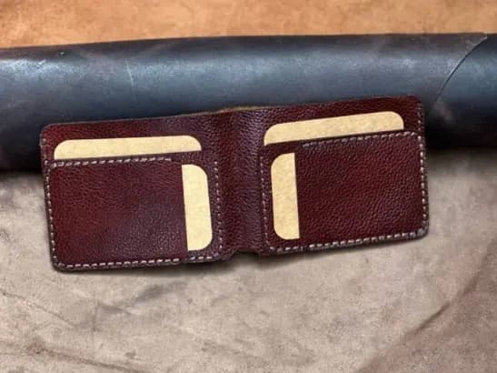 Pure Cow Leather Red Brown Bi-Fold Wallet (3)