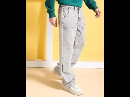 Men Acid Washed Baggy Fit Jeans