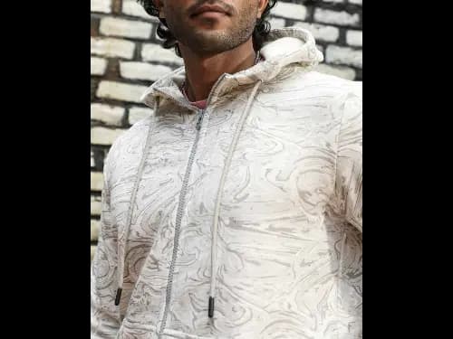 Men Printed Regular Fit Zip-Front Hoodie (2)