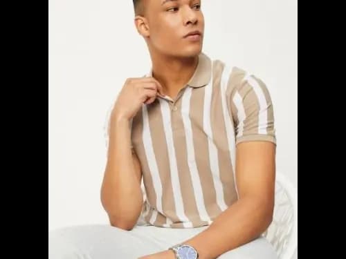 Striped Polo Collar T-shirt
