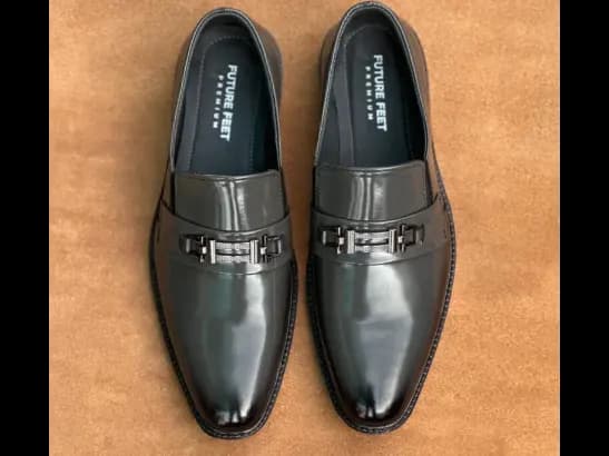 Men’s High-Gloss Gray (Black Shaded) Cow Leather Slip-on Shoe