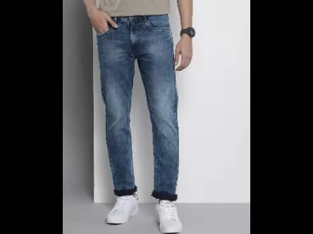 Heavily Washed Straight Fit Jeans