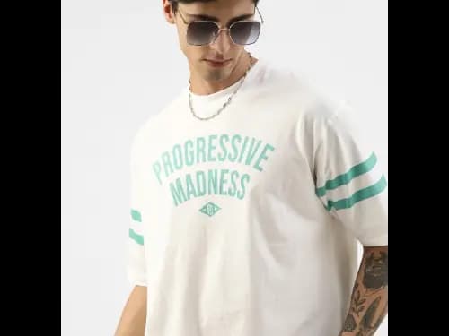 Men Typographic Print Oversized Fit T-Shirt