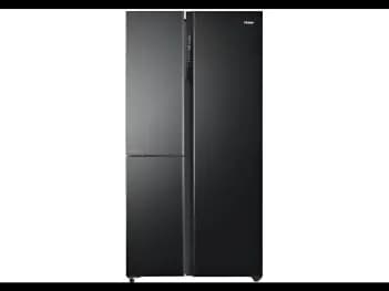 Haier 598L Side By Side Triple Door Inverter Refrigerator - Black Glass