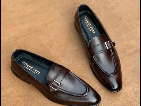 Men’s Coffee Brown Cow Leather Strap Loafer (3)