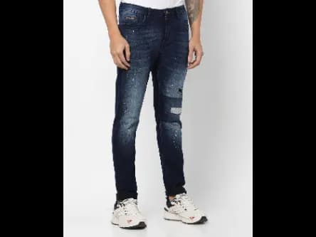 Lightly Washed & Distressed Slim Fit Jeans