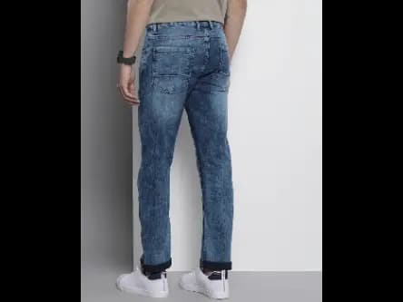 Heavily Washed Straight Fit Jeans (4)