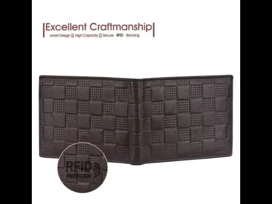 Checked Genuine Leather Bi-Fold Wallet (4)